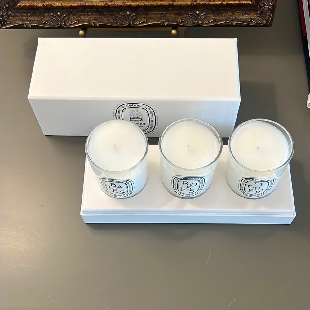 Diptyque White Scented Mini Candle Set 3 piece